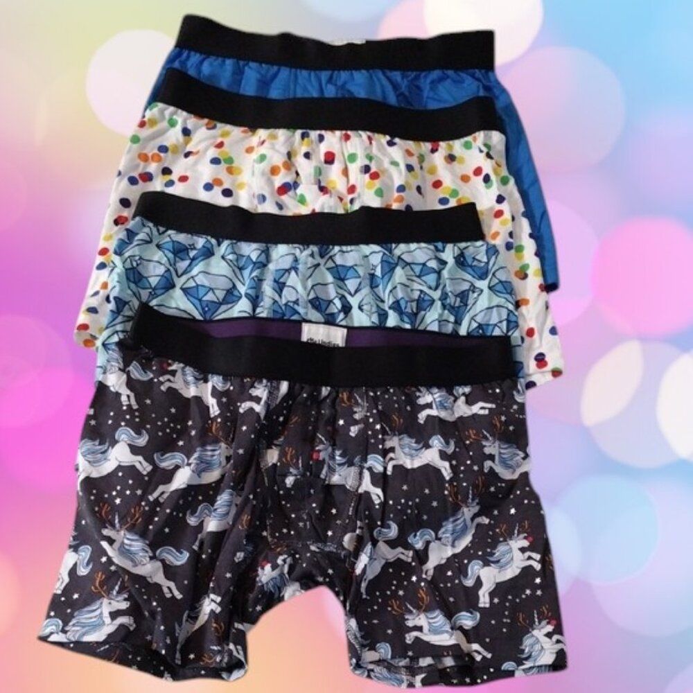 Brand New Me Undies Colorful Patterns Boxer Briefs Set Bundle Of 4 Size Small.
